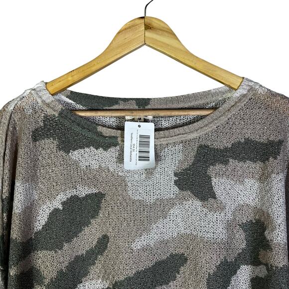 NWT POL Sweater Womens M Tan Camo Knit Slouchy Boxy Oversized Earthy Neutral - Picture 3 of 6